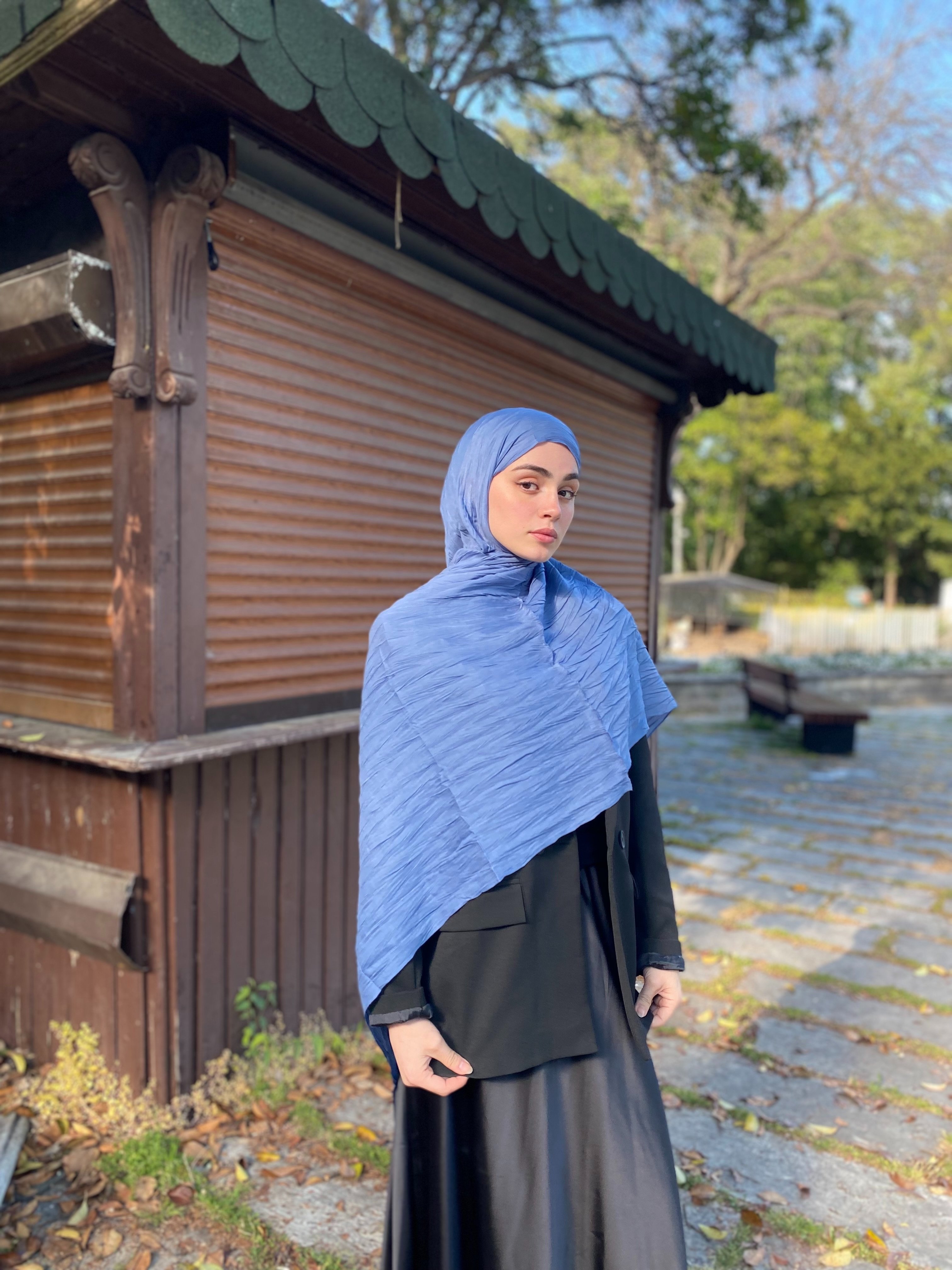 Piliseli Bambu Şal Indigo Mavi