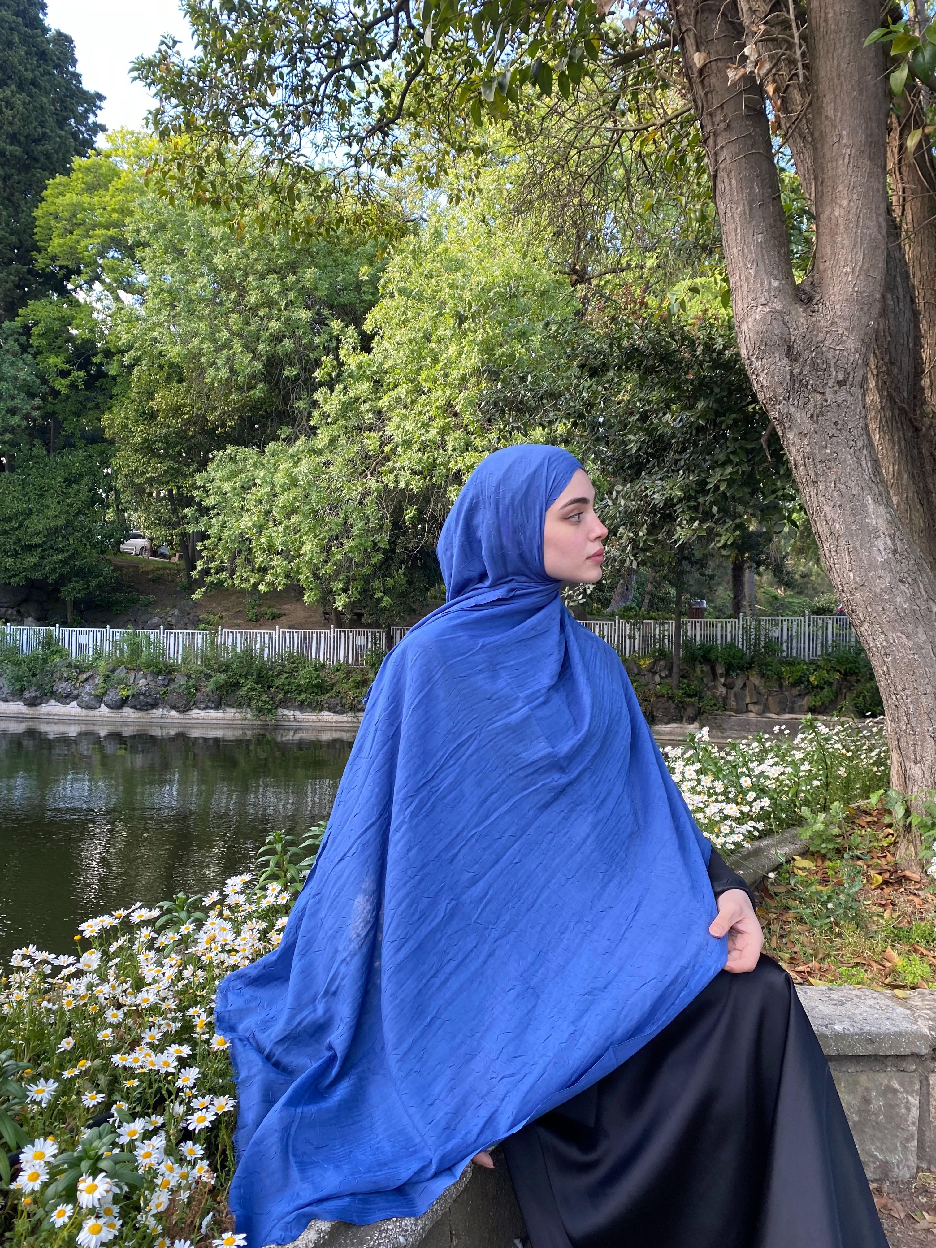 Bambu Kraş Şal Indigo Mavi