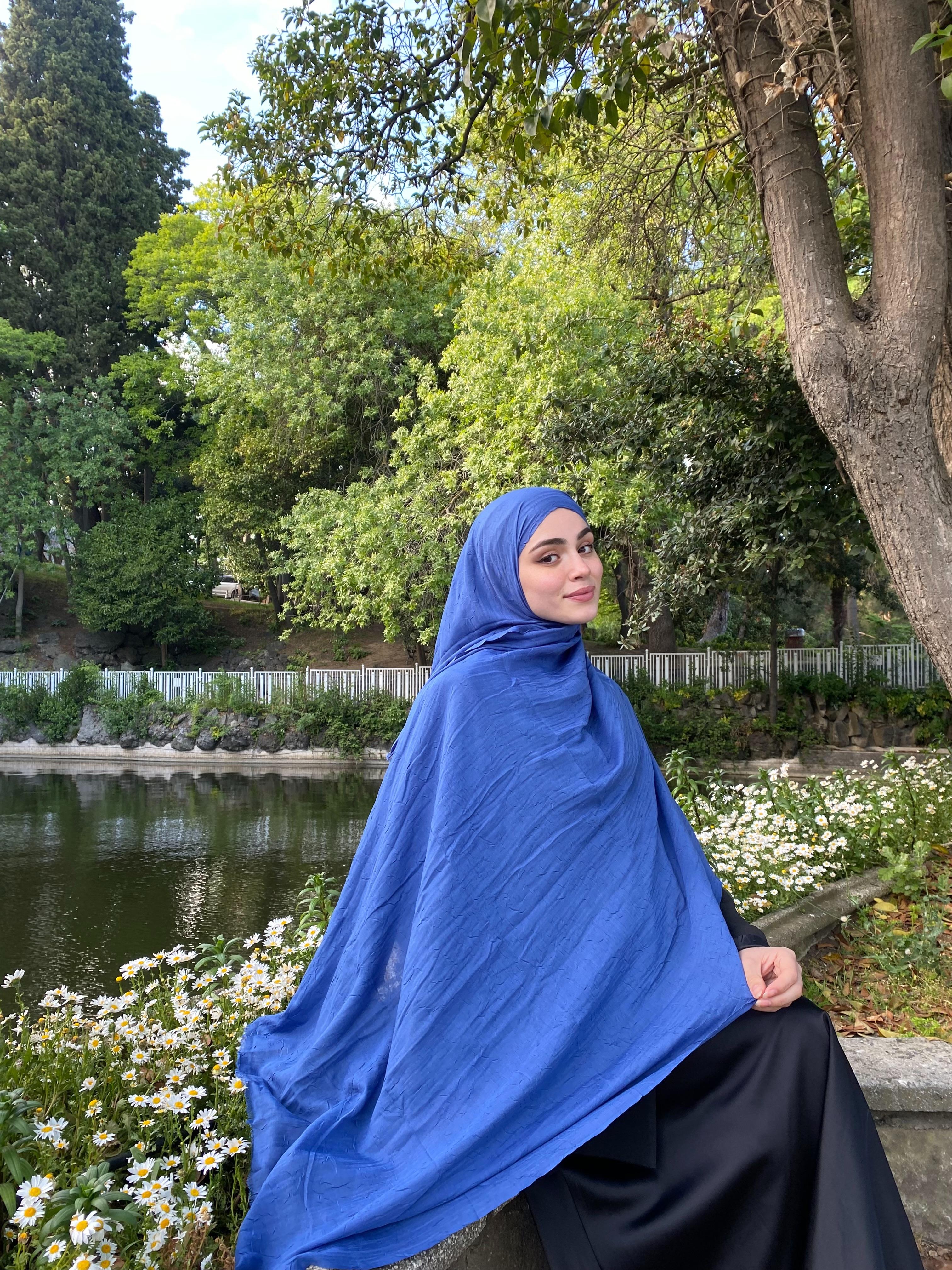 Bambu Kraş Şal Indigo Mavi