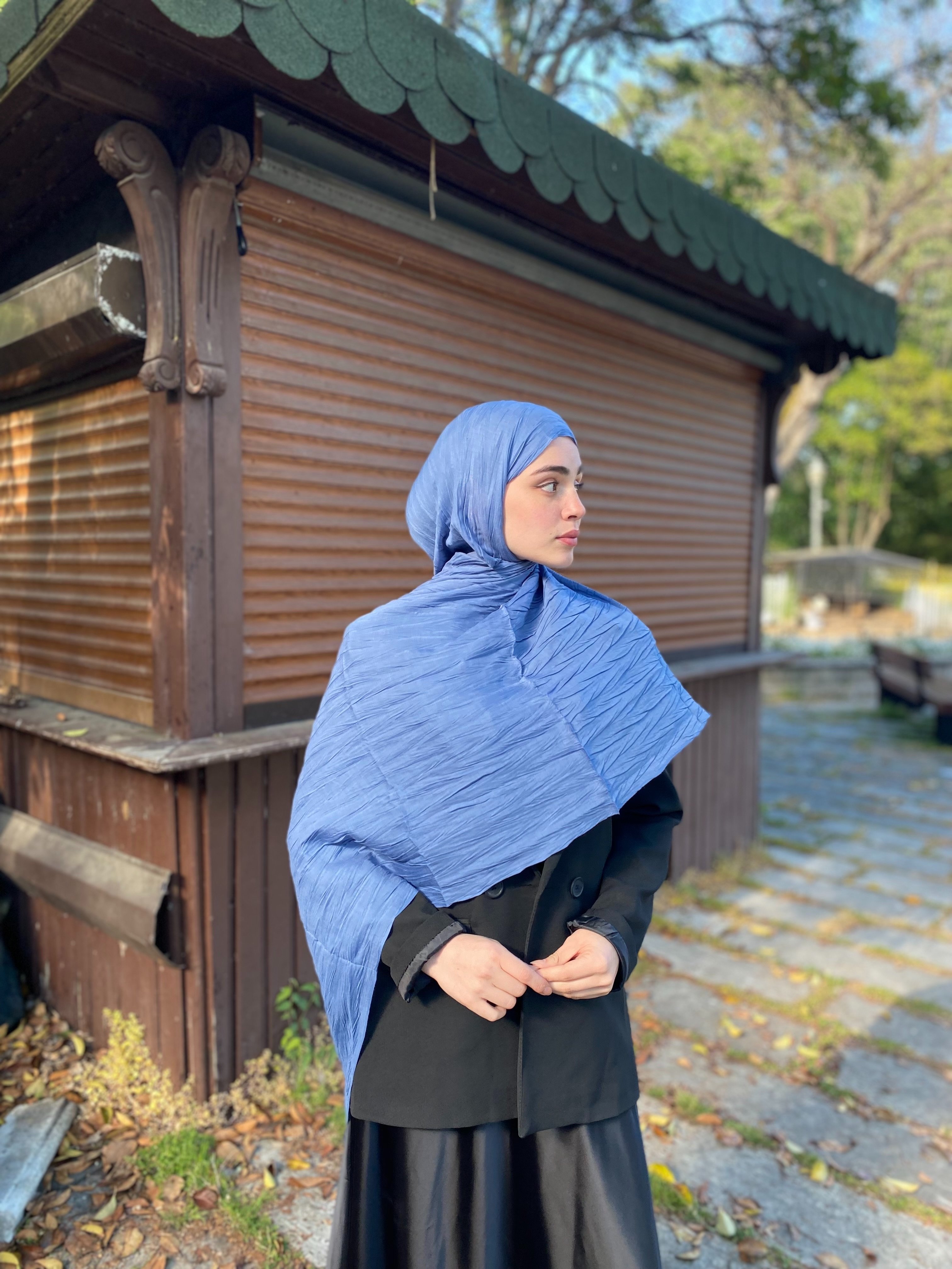 Piliseli Bambu Şal Indigo Mavi