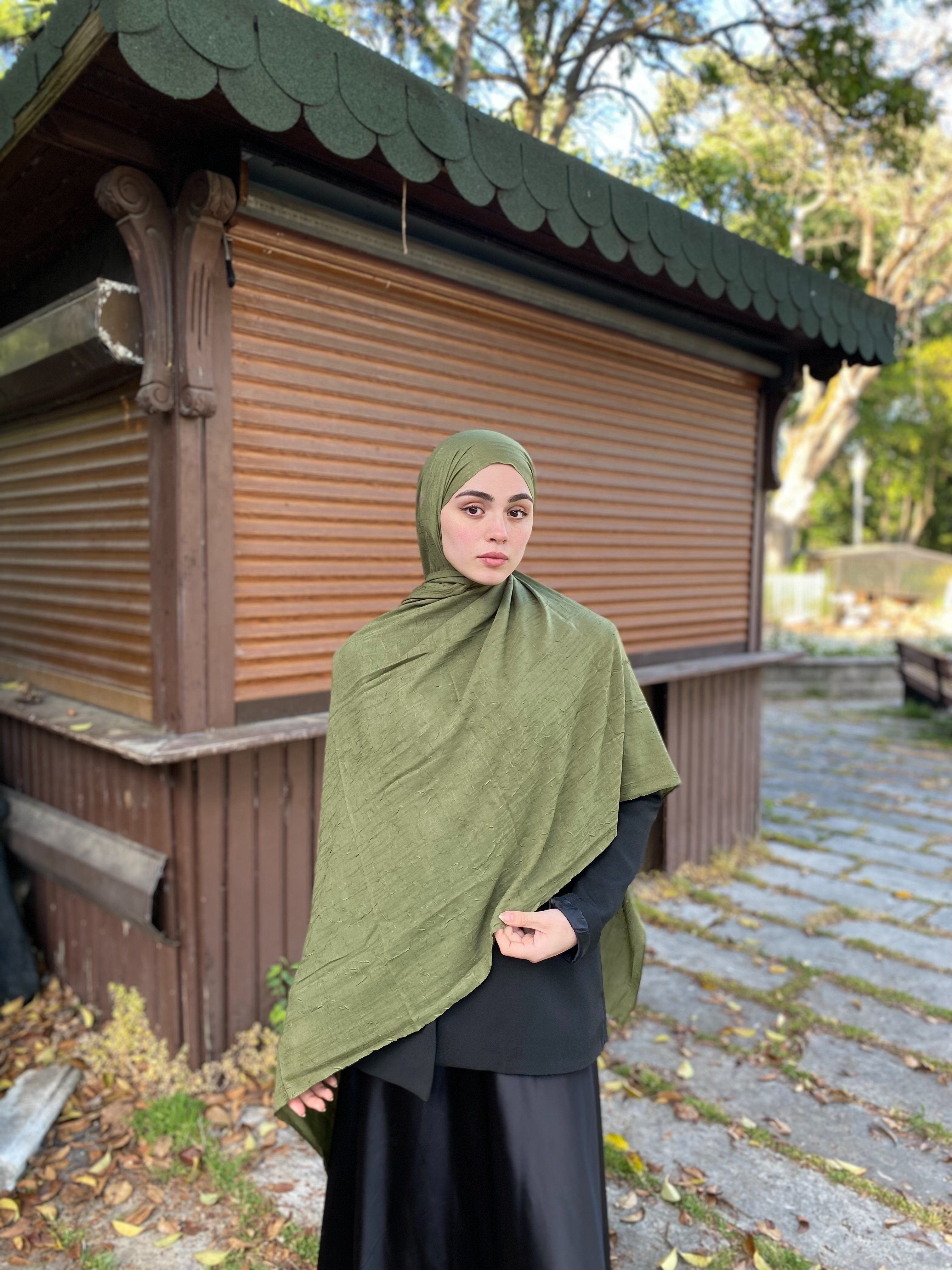 Bambu Kraş Şal Haki Yeşil