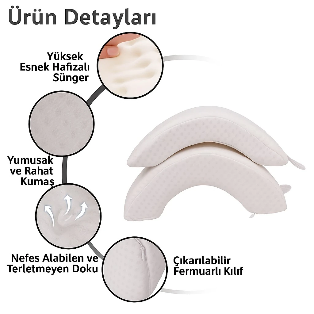 Ortopedik Boyun Destek Yastığı – Yüksek Esnek Hafızalı Sünger, Nefes Alabilir Kılıf, Rahatlatıcı Yastık