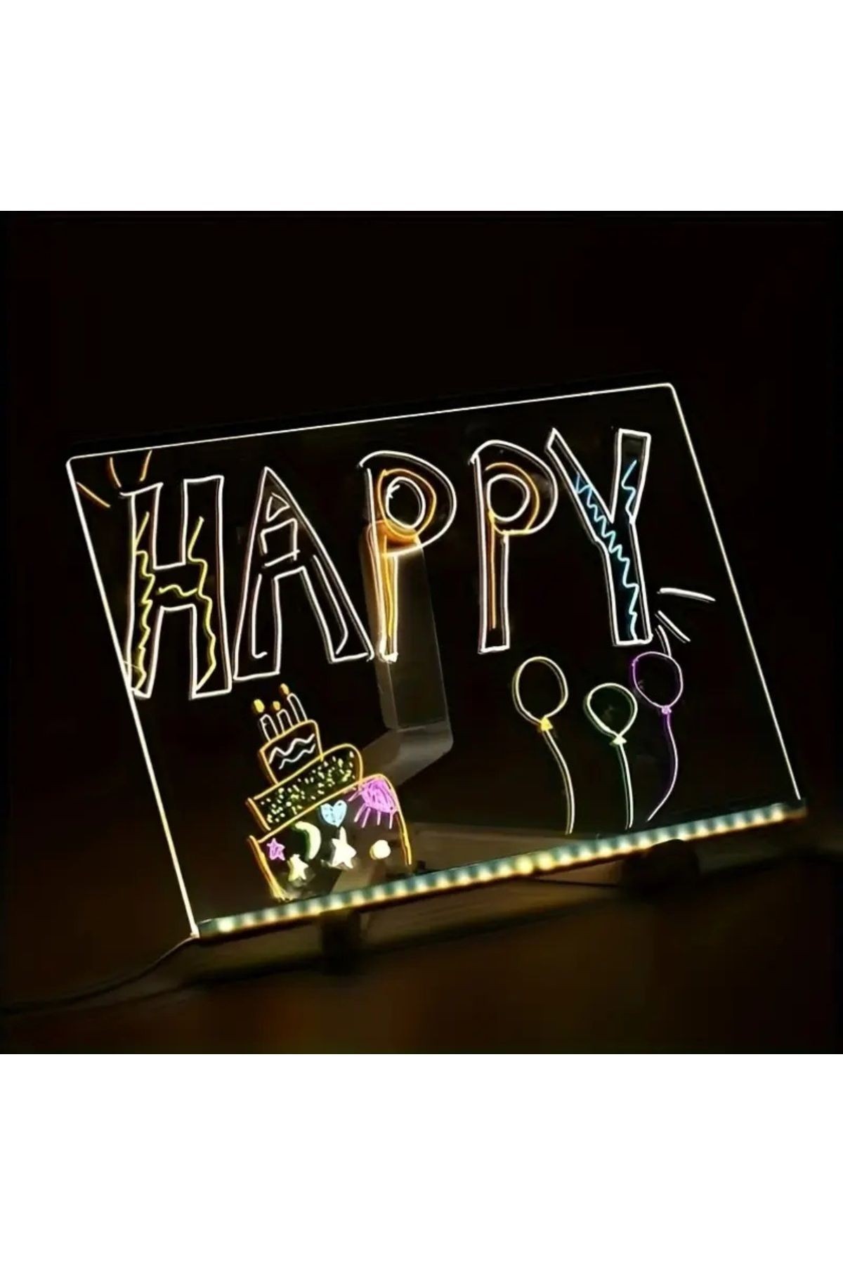 Silinebilir LED Gece Lambası Çizim Tahtası - Akrilik Graffiti Boyama Tahtası