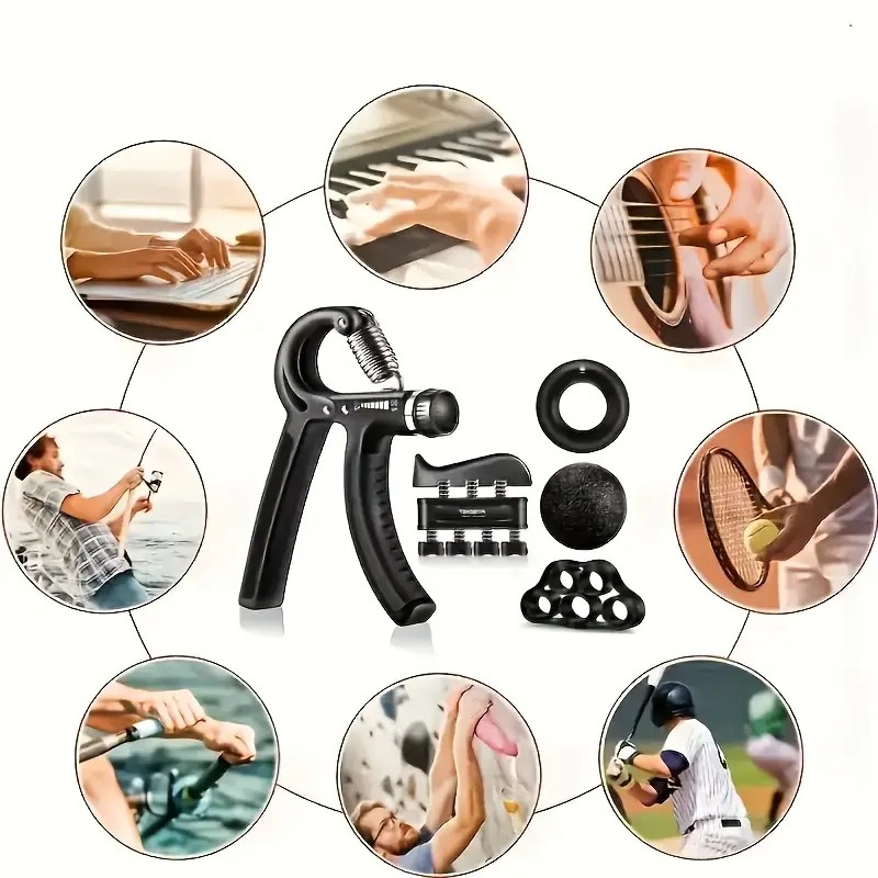 5 Parça Mükemmel Tutuş Antrenman Kiti - El, Kol ve Parmak Egzersiz Spor Aletleri Seti Fitness Takımı