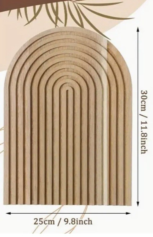  Yarım Gökkuşağı Dekoratif Ahşap Oymalı Sunum Tepsisi    30cmx25cm
