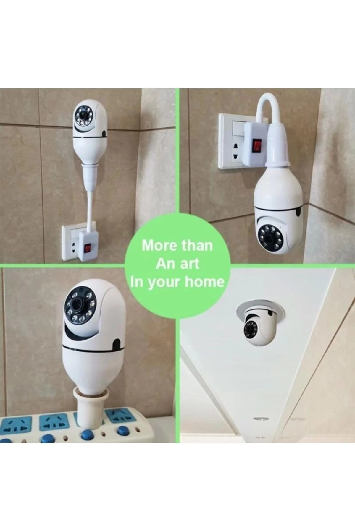 “Wifi Akıllı 360° Döner Güvenlik Kamerası Ampul Tipi, Gece Görüşlü, Hareket Algılamalı, Gsm İzleme