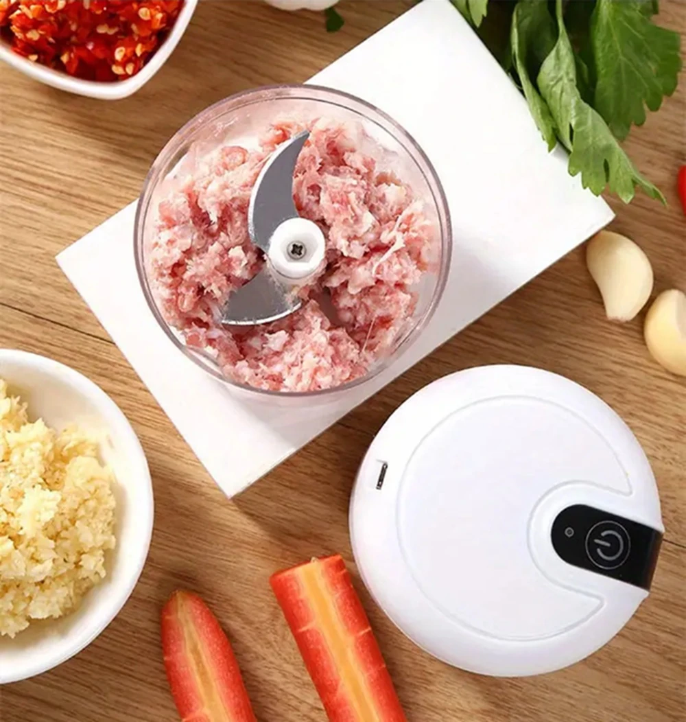 Şarjlı Mini Mutfak Rondo Doğrayıcı – USB Kablosuz Bebek Maması Kıyma Et Sarımsak Soğan Doğrama (280 ml)