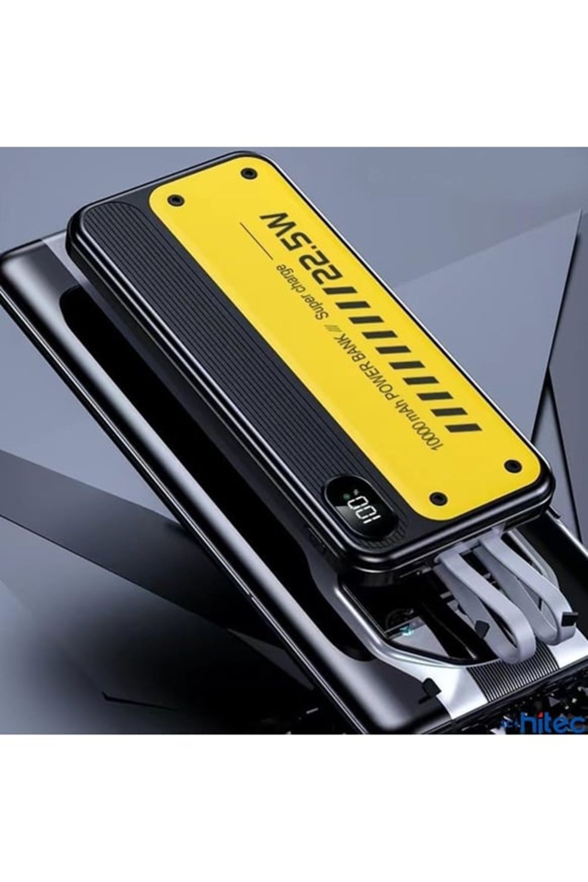22.5W Type-C ve Lightning Kablolu LED Göstergeli USB & Type-C Çıkışlı Powerbank