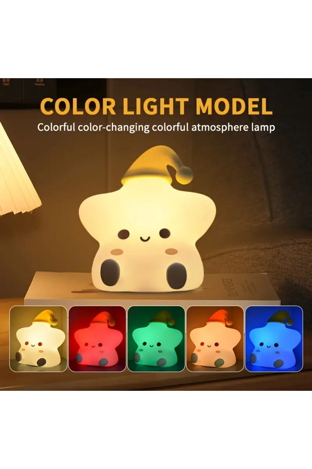 Yıldız Şekilli 5 Mod ile Çalışan LED Gece Lambası Usb Şarj Edilebilir