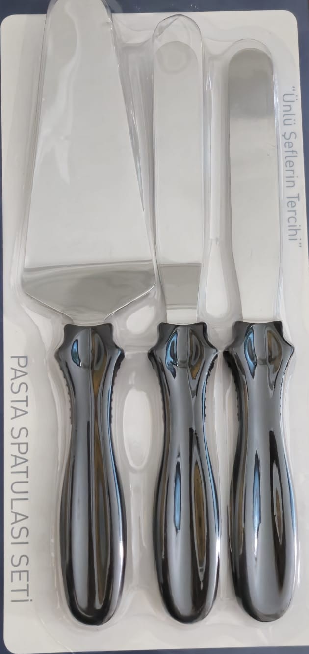 3'lü Paslanmaz Çelik Pasta Spatula Seti
