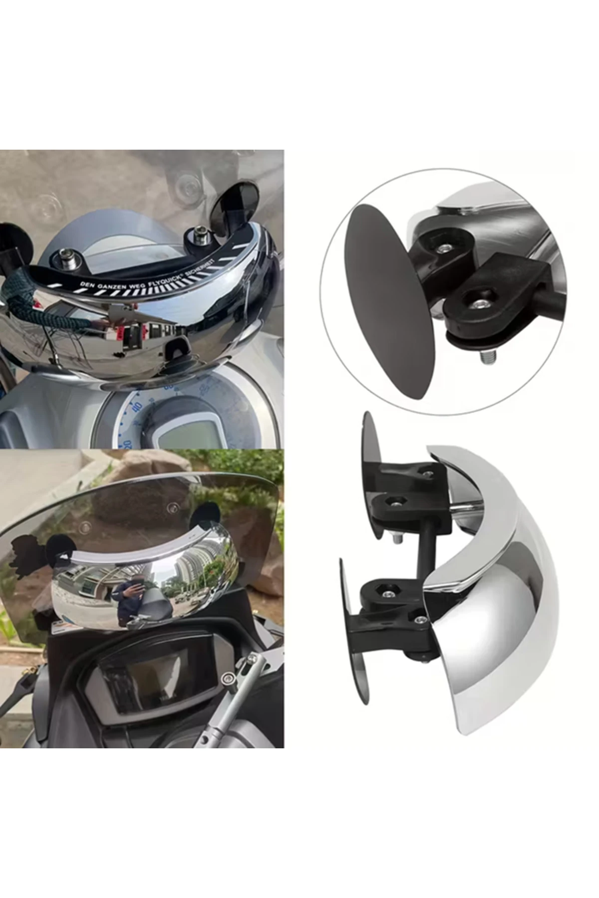 Motosiklet Kör Nokta Aynası – 180° Geniş Açılı Evrensel Uyumlu Rüzgarlıklı Arka Görüş