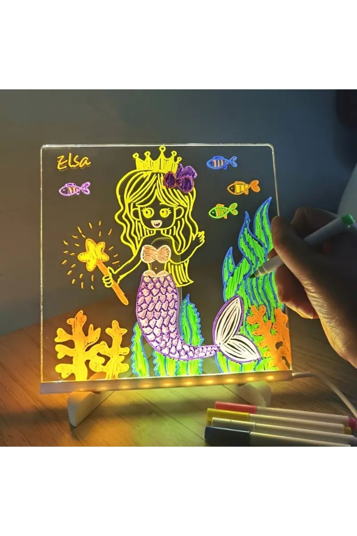 Silinebilir LED Gece Lambası Çizim Tahtası - Akrilik Graffiti Boyama Tahtası