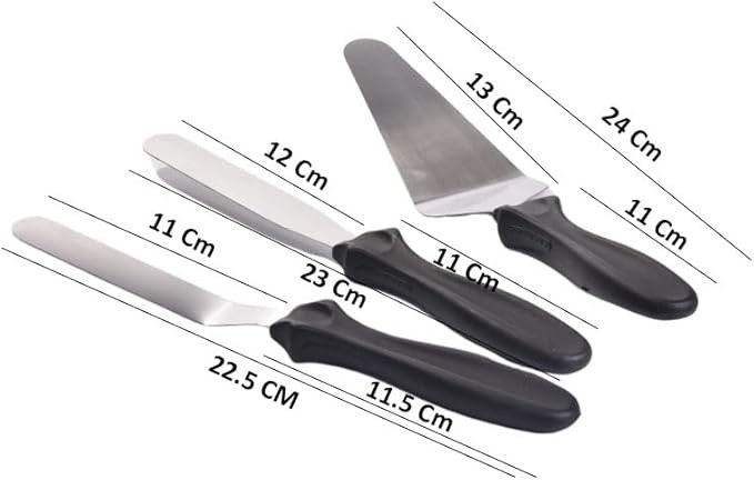 3'lü Paslanmaz Çelik Pasta Spatula Seti