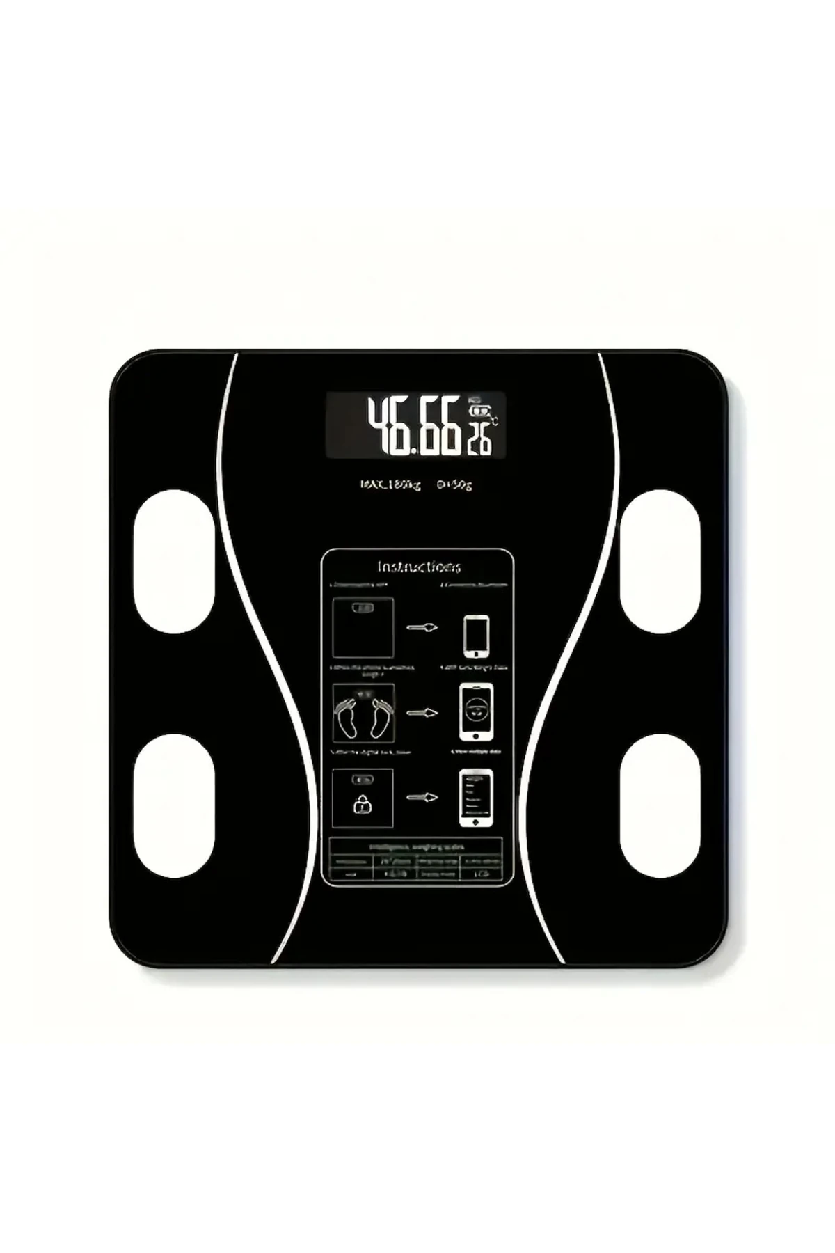 Yağ Kas Değerlerini Ölçen Profesyonel Bluetooth Bağlantılı Baskül Kişisel Verileri Gösteren Tartı