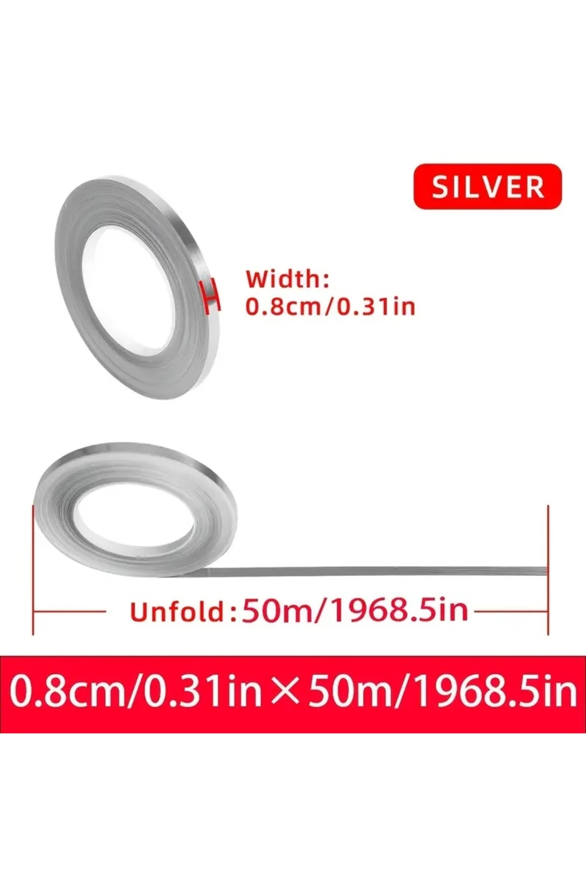 Gümüş Rengi /Dekoratif Fayans Arası Şerit Bant 50m. /Su Geçirmez Kendinden Yapışkanlı