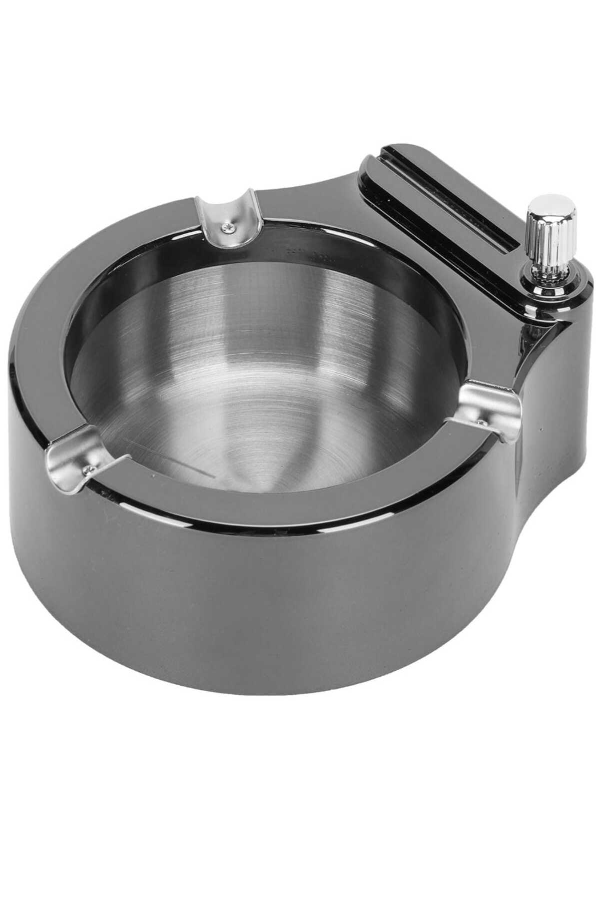 Parlak Retro Metal Küllük – Çok Amaçlı Masaüstü Organizer, Çakmaklı