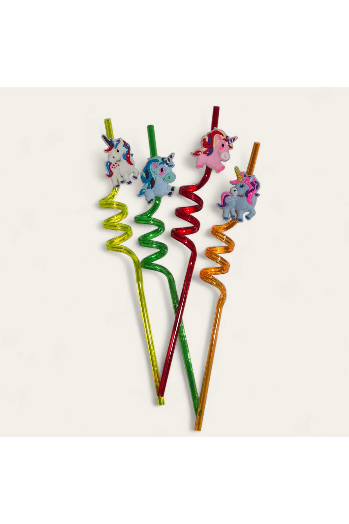 Renkli Figürlü Spiral Pipet Seti - Doğum günü kutlaması, Dekorasyon, Parti