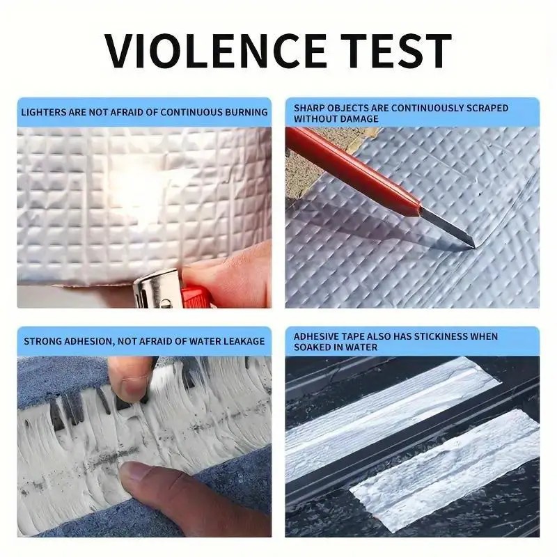 Profesyonel Su Geçirmez Alüminyum Folyolu Bant - Çatı Sızıntıları, Yüzey Çatlakları, Pencere Eşiği Boşlukları, Boru Contaları ve Denizcilik Contaları Için 5cm x 2m