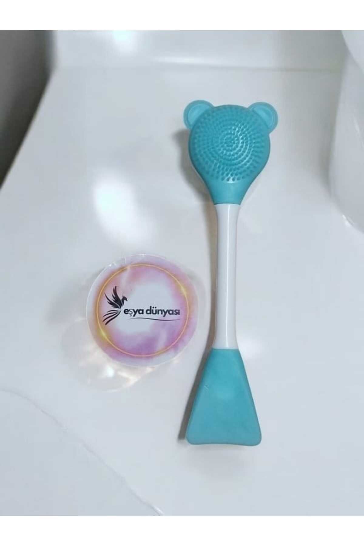 2si 1 Arada Ayıcık Silikon Maske Sürme Peeling Ve Temizleme Firçası Silikon Maske Spatulası Turkuaz