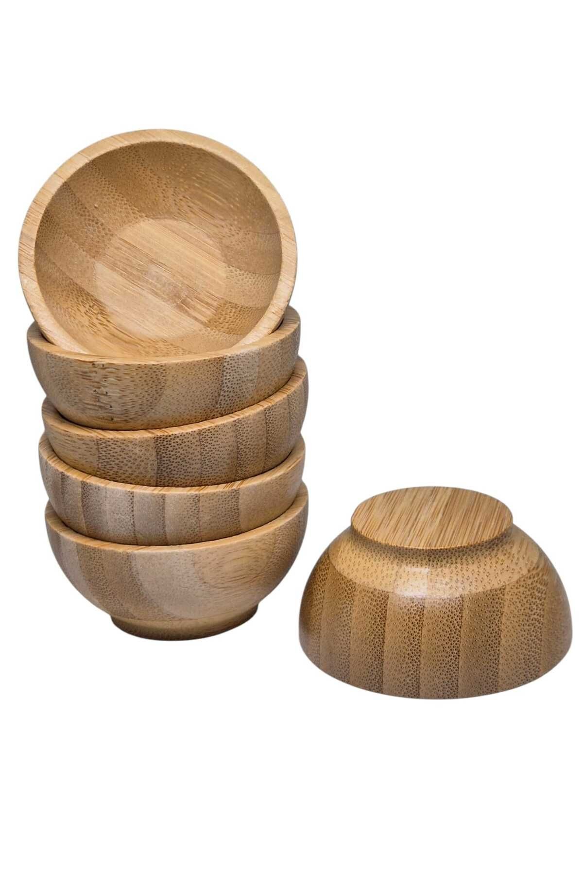 Bambu Japon Tarzı 6'lı Sosluk Yuvarlak Küçük Sos Kabı