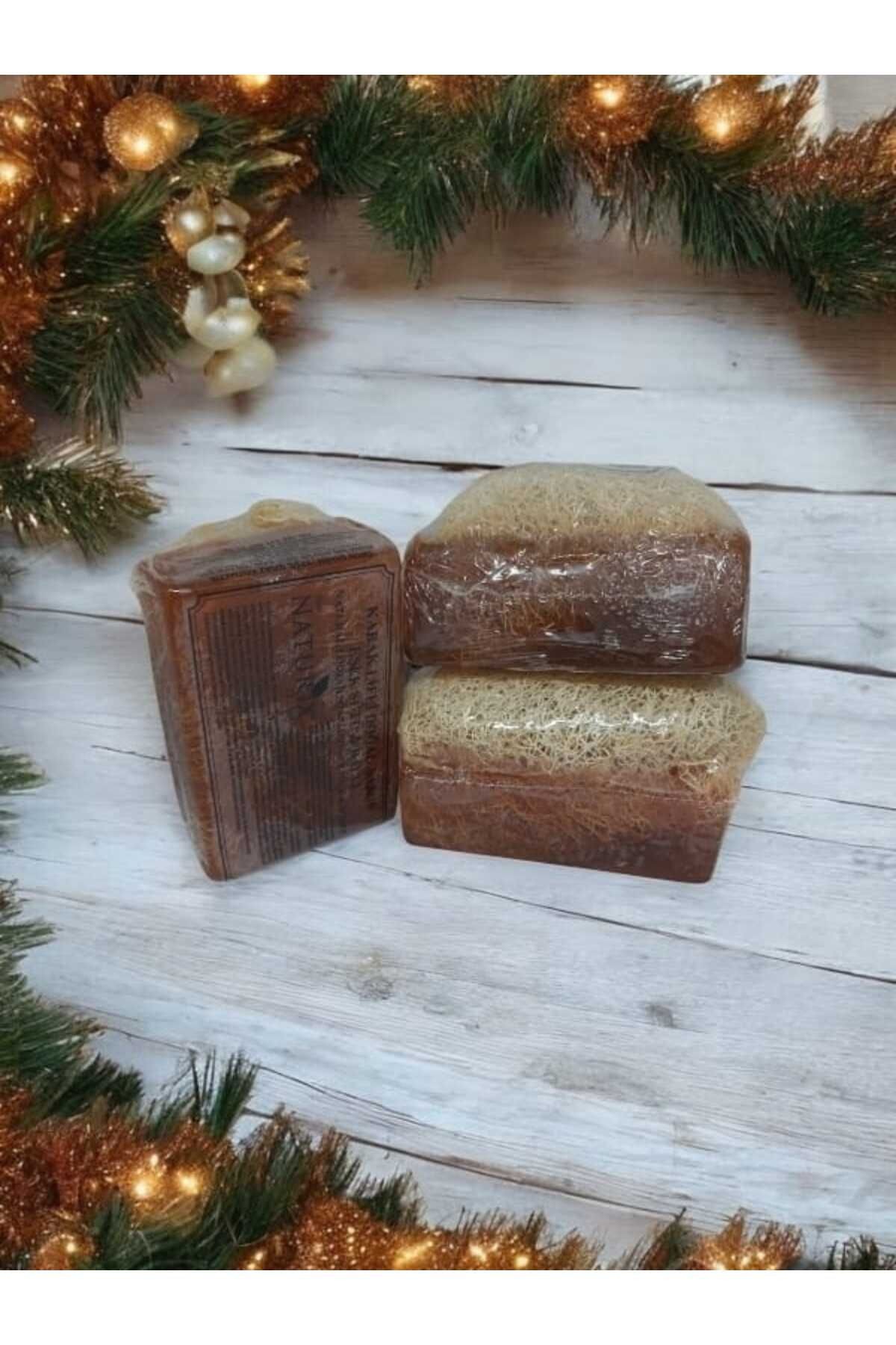 3'lü Kabak Lifli Doğal Sabun Eşek Sütü & Ballı - Natural Loofah Soap / Donkey Milk & Honey