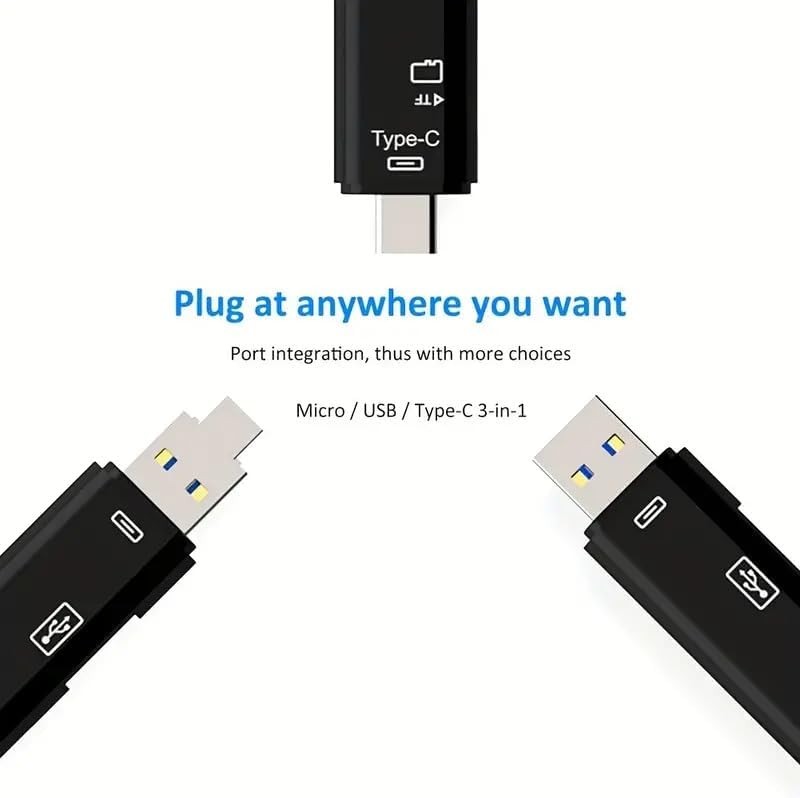 5 In 1 Çok Fonksiyonlu USB 2.0 Micro Sd Kart Okuyucu - Usb/micro Usb/type-C Çıkışlı, Otg Çevirici