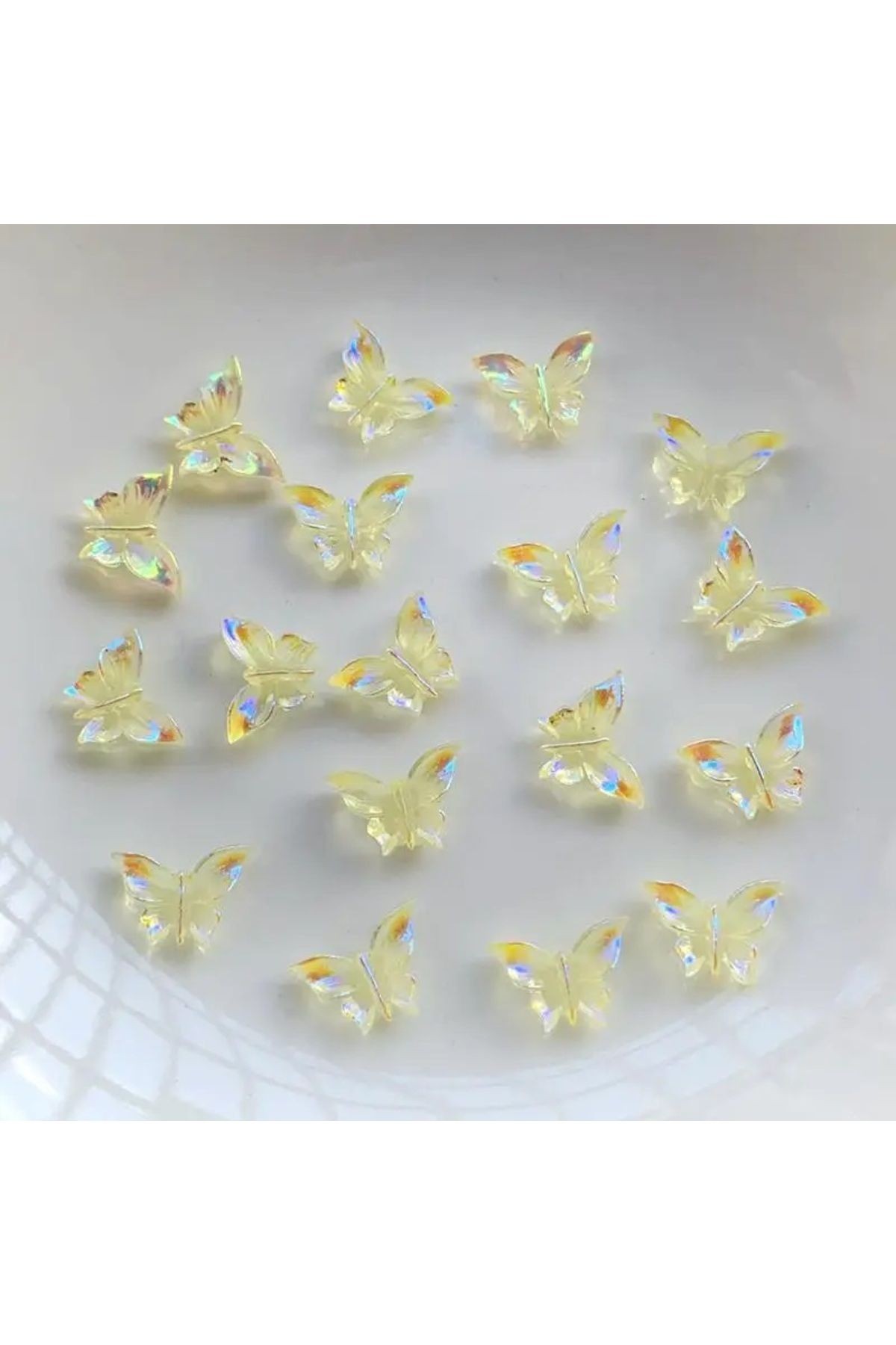 50 adet,  Parlak AB Kristal 3D Kelebek Tırnak Aksesuarları - Nail Art Charm- Tırnak Süsleme