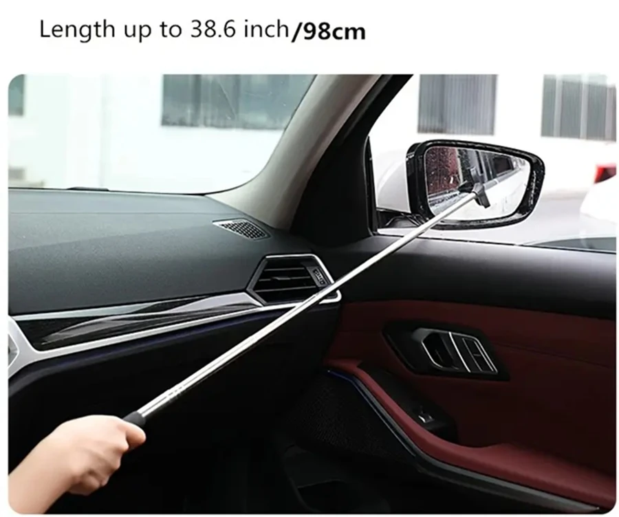  Paslanmaz Çelik 2’si 1 Arada Teleskopik Cam ve Zemin Sileceği – Ayarlanabilir Saplı Temizlik Aparatı