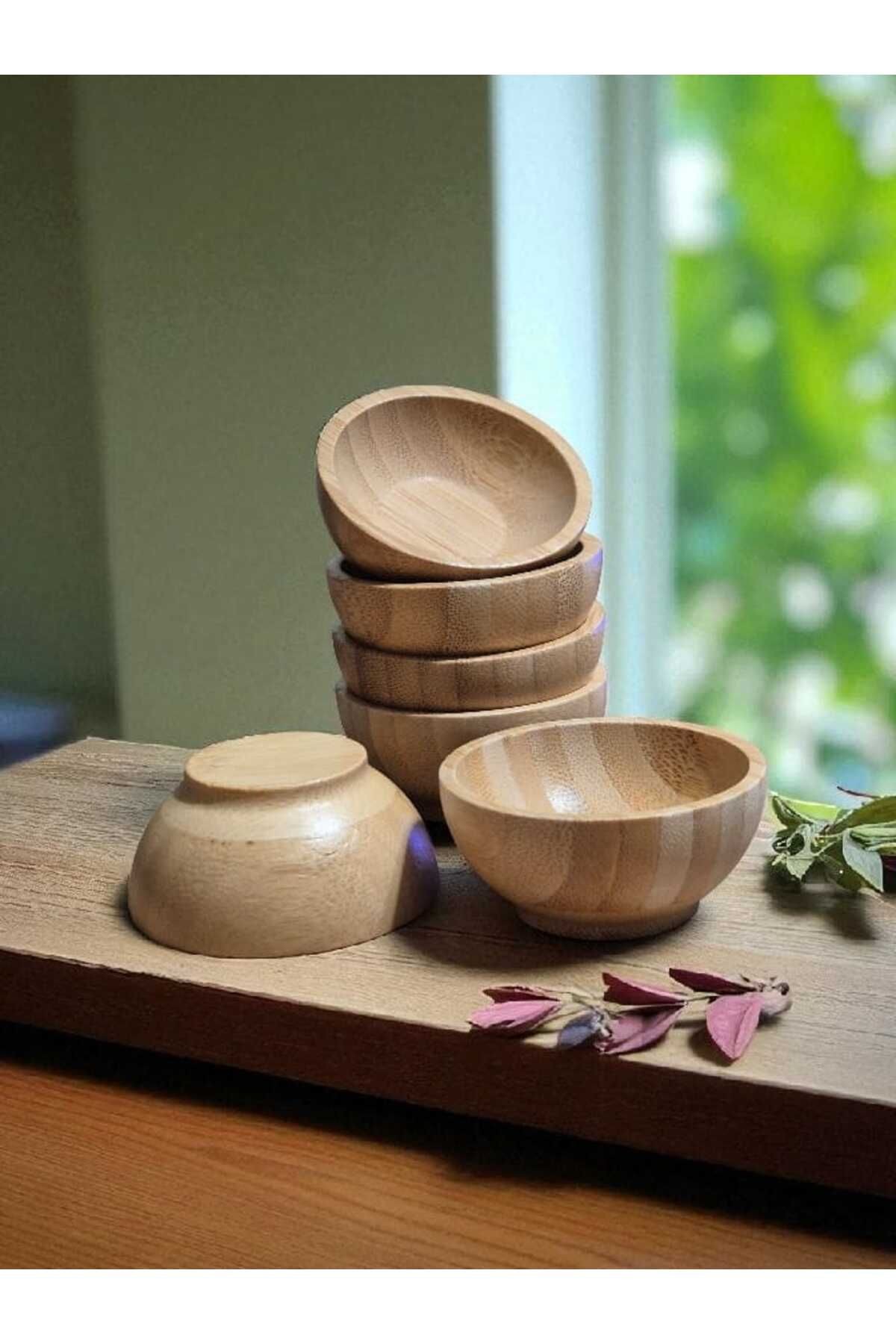 Bambu Japon Tarzı 6'lı Sosluk Yuvarlak Küçük Sos Kabı