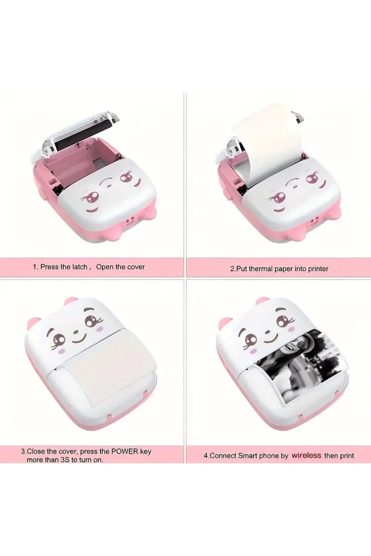 Mini Taşınabilir Kablosuz Termal Yazıcı – 200DPI – Android & Ios Uyumlu – Fotoğraf,Etiket, Not Baskı