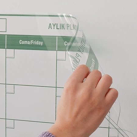 Aylık, Günlük, Haftalık Planlayıcı Kendiliğinden Yapışkansız Tutunan Elektrostatik Kağıt (85 cm x 56 Cm)
