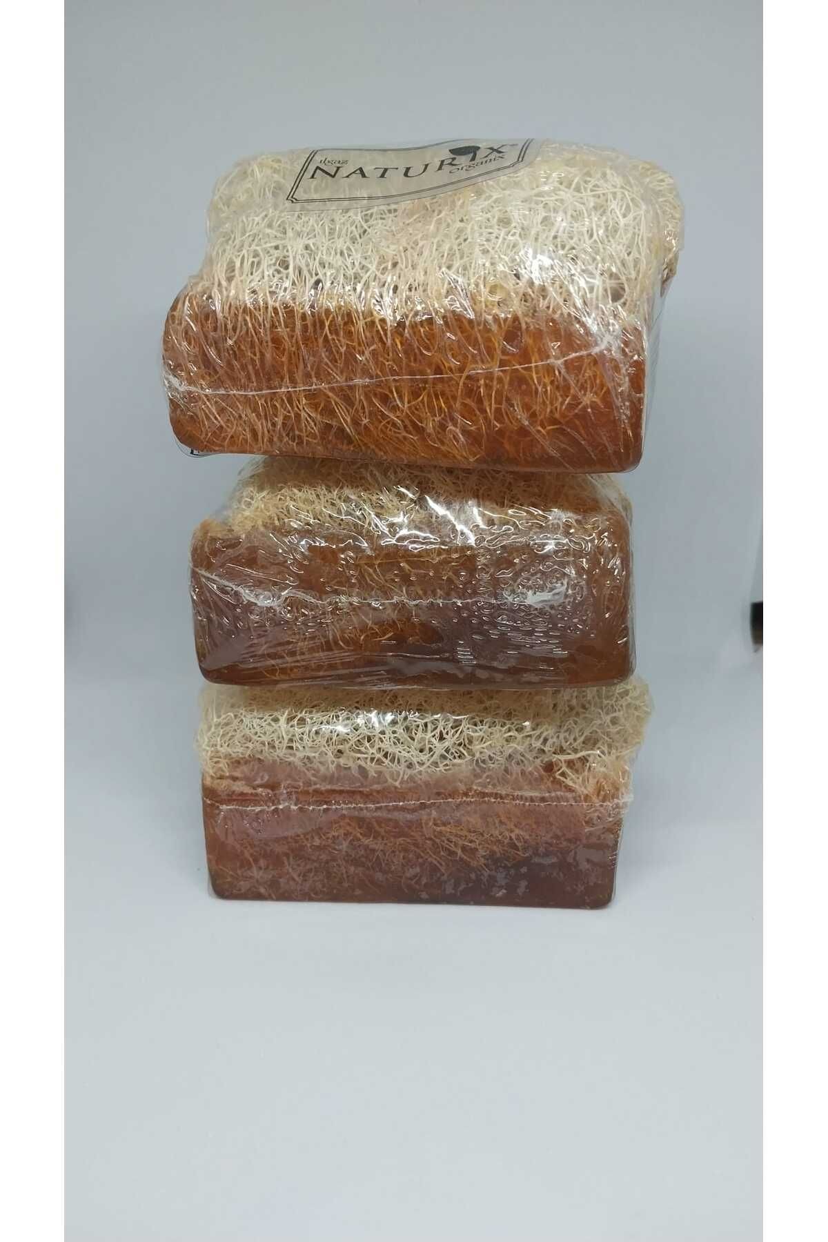 3'lü Kabak Lifli Doğal Sabun Eşek Sütü & Ballı - Natural Loofah Soap / Donkey Milk & Honey
