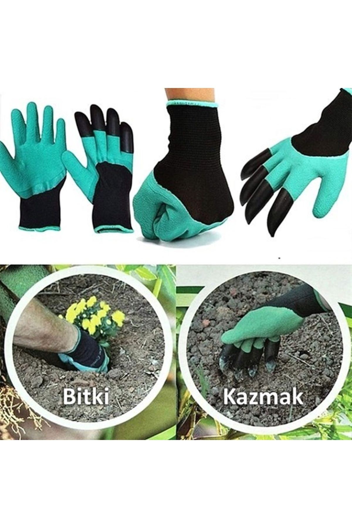 Toprak Kazma Ekme İçin Korumalı Bahçivan Eldiveni Bahçe için Plastik Parmak Tırmığı