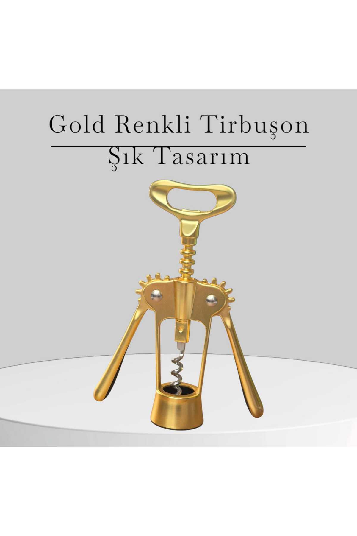 Çelik Tirbuşon Gold Rengi Şık Tasarım