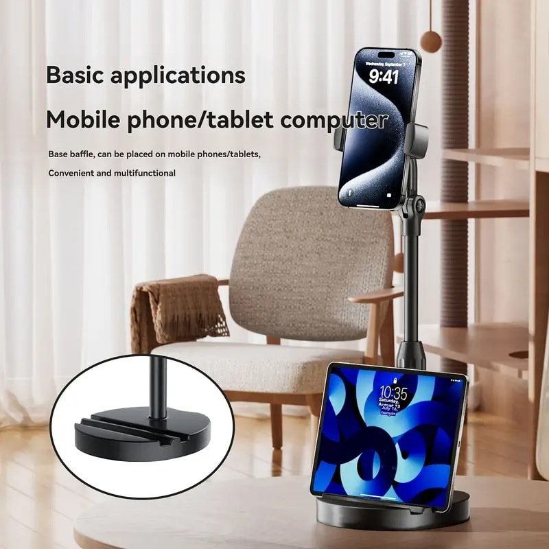 360 Derece Döndürülebilir Masaüstü Teleskopik Telefon Standı Çok Fonksiyonlu Telefon Tutucu