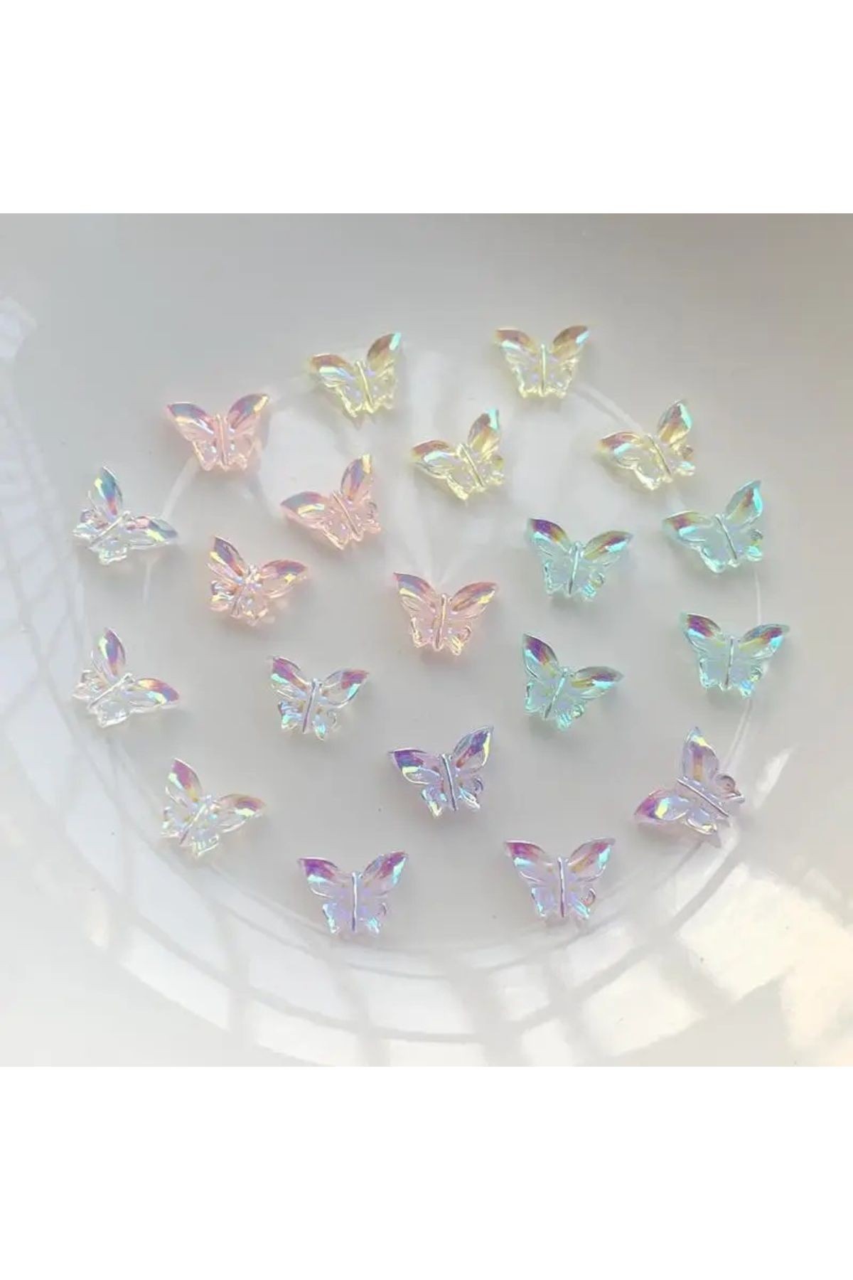 50 adet,  Parlak AB Kristal 3D Kelebek Tırnak Aksesuarları - Nail Art Charm- Tırnak Süsleme