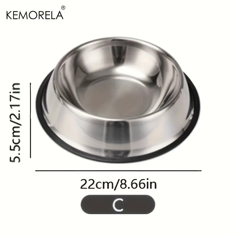  Yuvarlak Kaydırmaz Tabanlı Paslanmaz Çelik Kedi Köpek Mama Kabı 