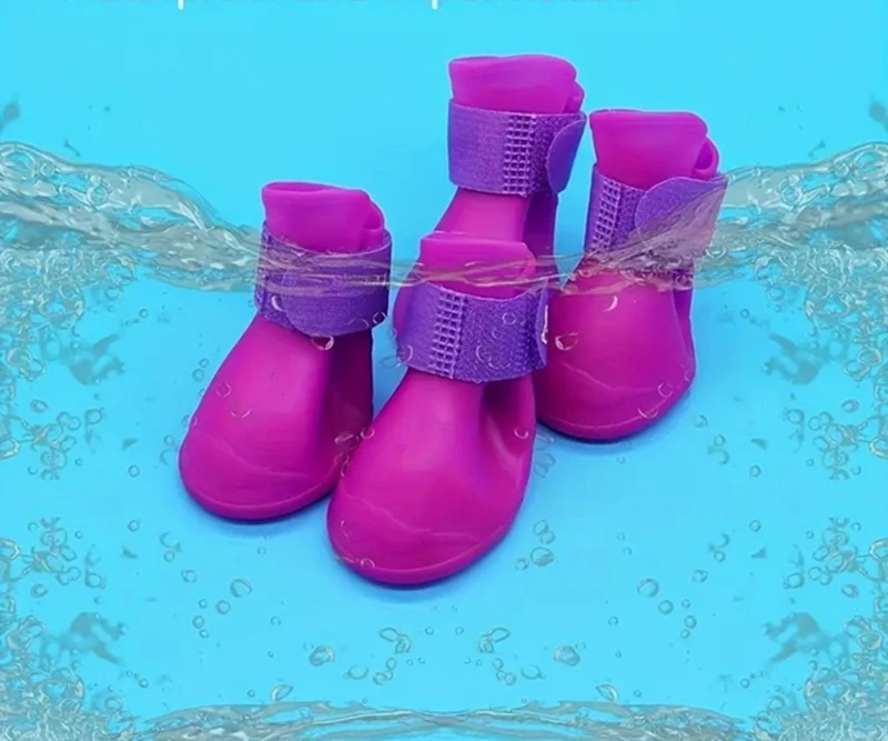 Silikon Köpek Botu (4 Adet Set) – Su Geçirmez, Kaymaz Tabanlı Konfor Bot ( Mor Renk) L Beden