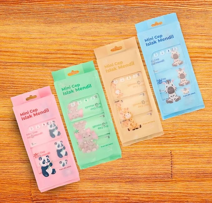 Mini Cep Islak Mendil – 8’li Paket (Toplam 64 Adet), Taşınabilir Hijyen Mendili