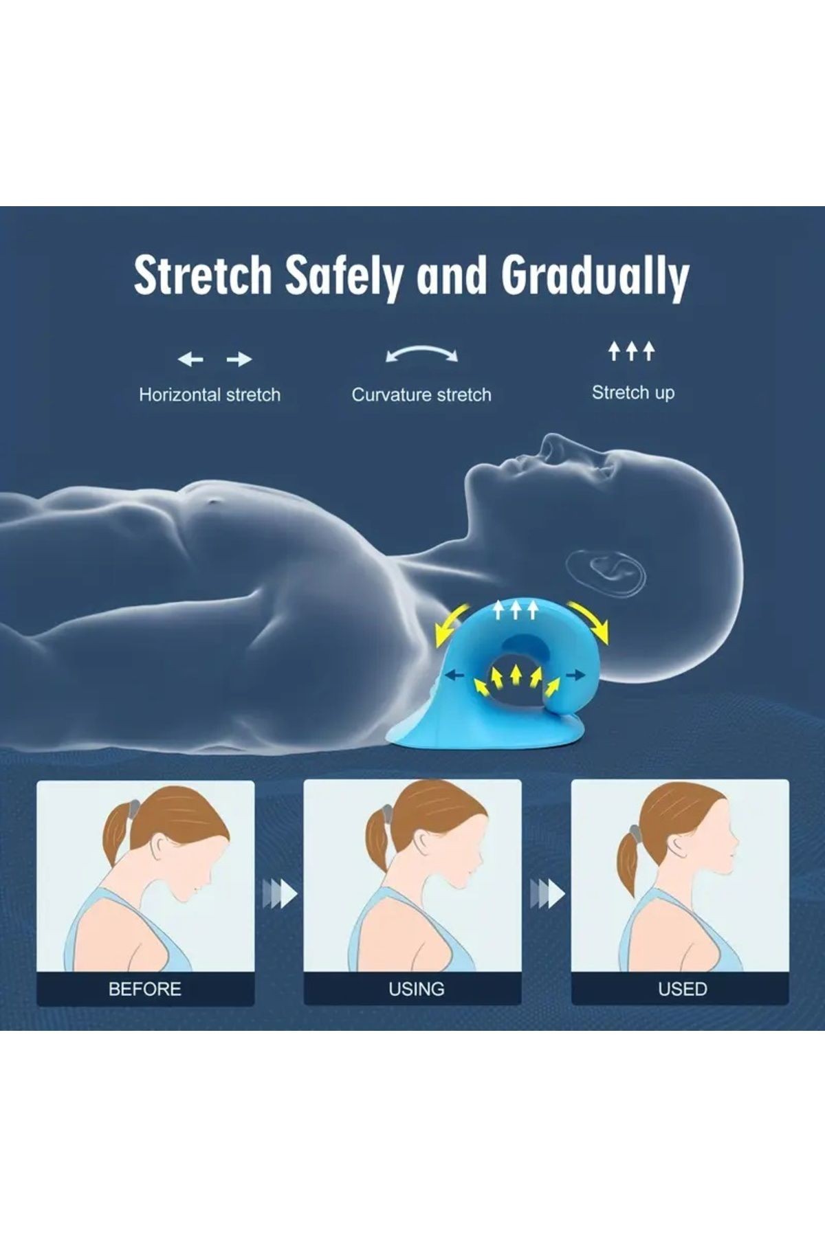 Ergonomik C-Şekilli Boyun ve Omuz Rahatlatma Yastığı Orta Sert Köpük Doldurma Hafif Omurga Hizalama