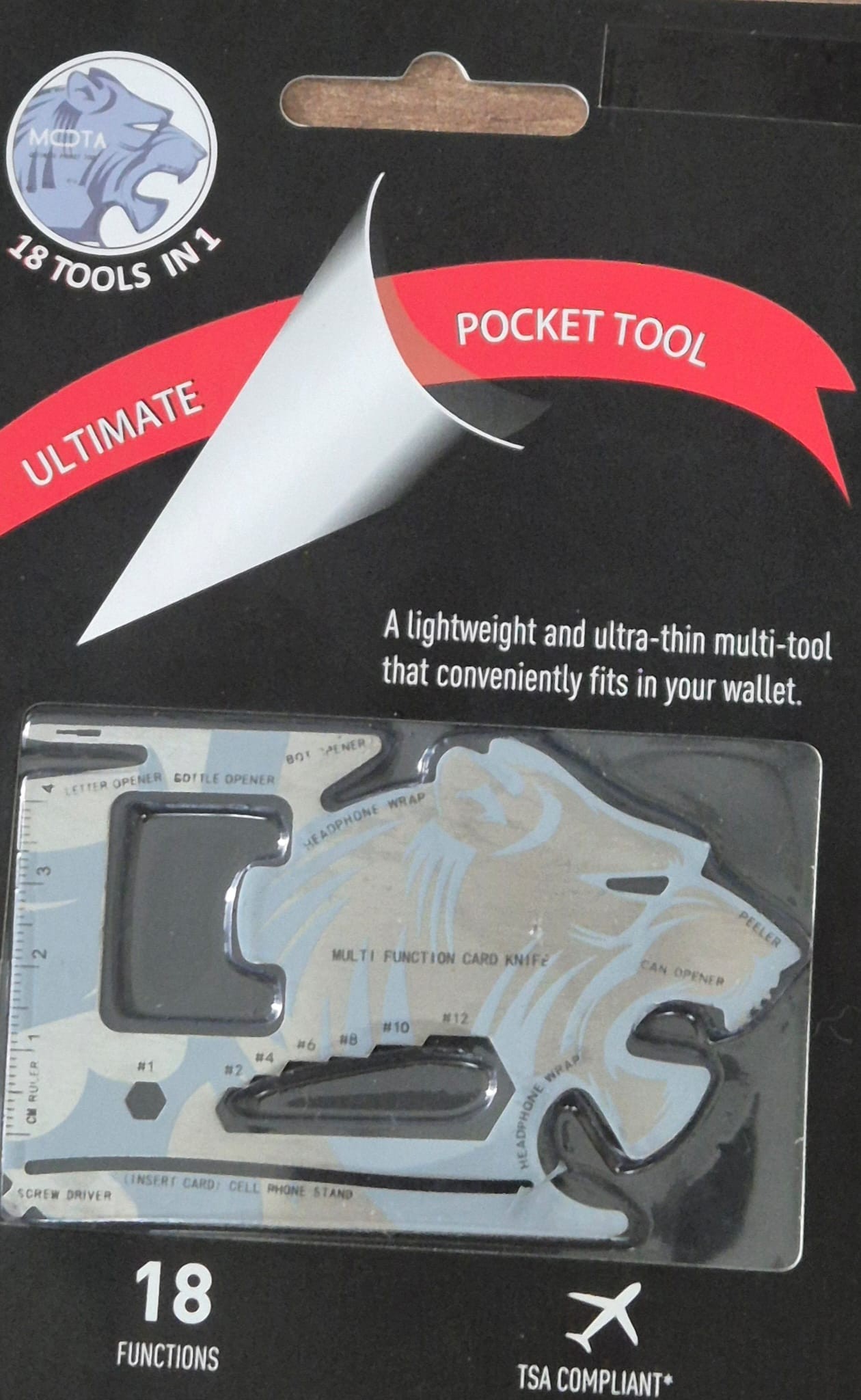 18 Fonksiyonlu Cüzdan İçi Aslan Tasarımlı Kart Acil Durum Kiti / 18 in 1 Multi Tool