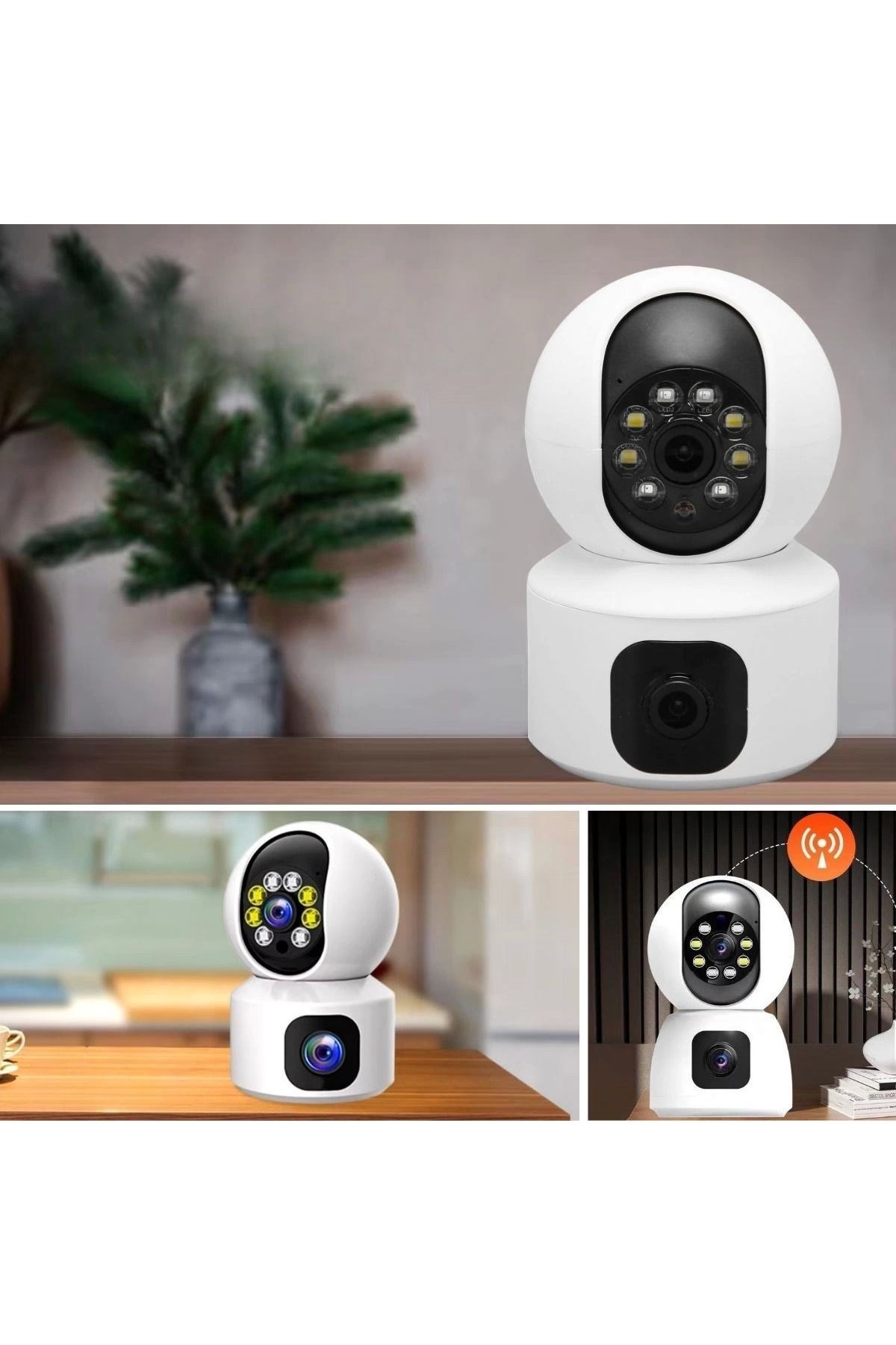 Buffer® Çift Kameralı Wifi Bağlantılı Gece Görüşlü Ev Tipi Güvenlik Kamerası