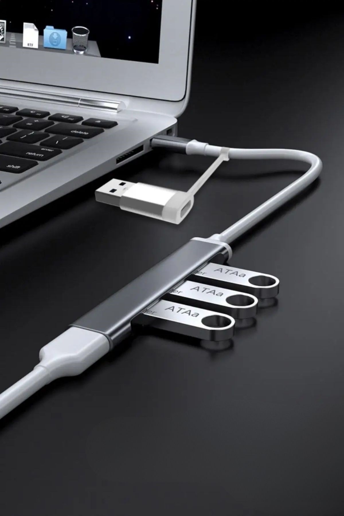 4 Port'lu Bağlantı İstasyonu Ultra İnce USB Bölücü TYPE-C tipi Çoklu Arayüz Adaptörü Multi Usb Çoklayıcı