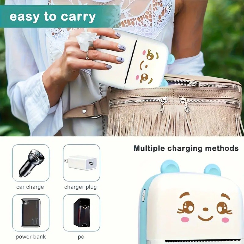 Mini Taşınabilir Kablosuz Termal Yazıcı – 200DPI – Android & iOS Uyumlu – Fotoğraf, Etiket, Not Baskı – Mürekkepsiz