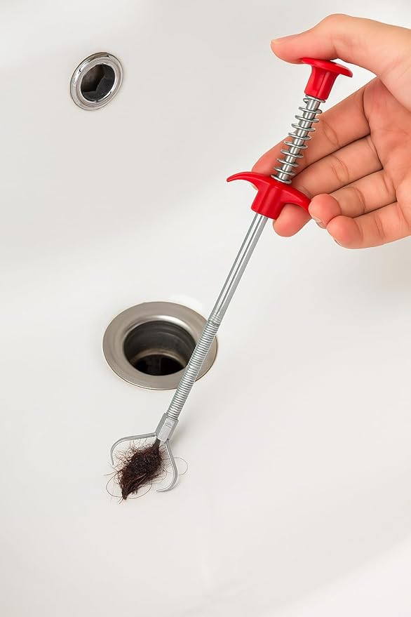 Tıkanıklık Açıcı Gider Temizleme Aparatı - 60CM Esnek Yaylı Çubuk, Pençeli Kancalı Mutfak Banyo Tuvalet Gideri Temizleyici