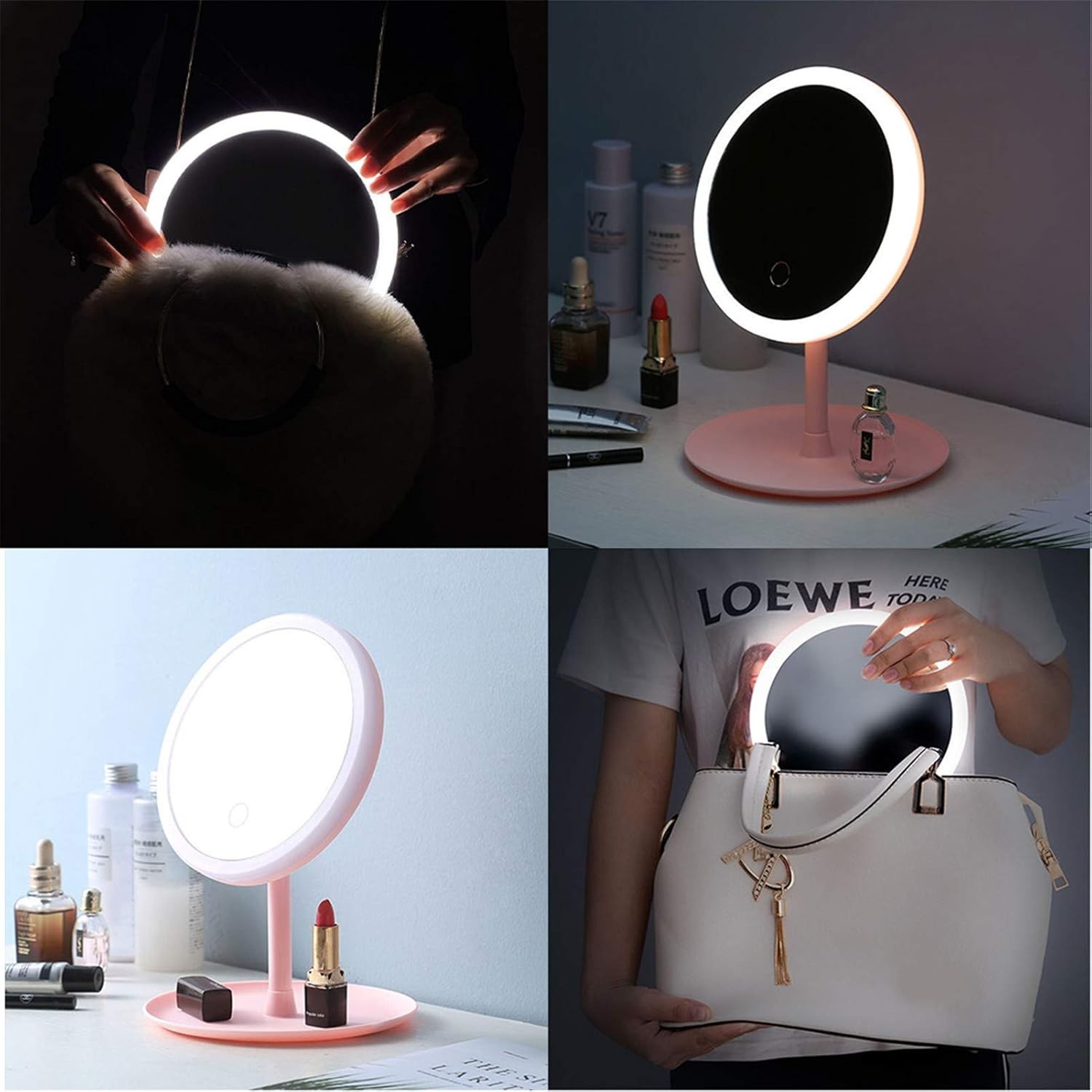 Dokunmatik 3 Ayrı Parlaklık Ayarlı Işıklı  Makyaj Aynası, Table Lamp Makeup Mırror 