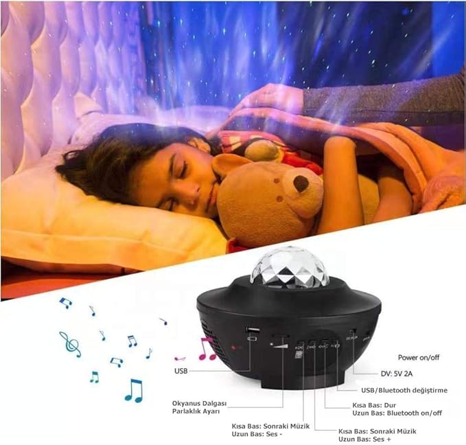 Starry Projektör Light-Blth+Müzik+7Farklı Ambians