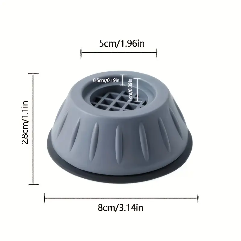Çamaşır Makinesi Titreşim Önleyici Plastik Ayak Stoper – 4’lü Set (Gri)