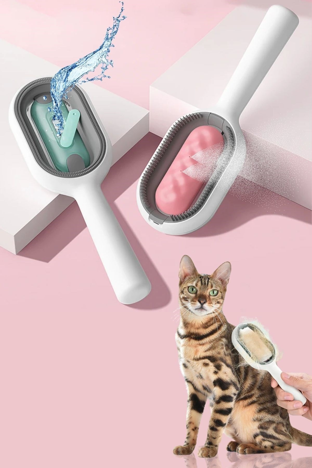 Su Hazneli Kedi ve Köpek Tüyü Toplama Fırçası / Çok Renkli