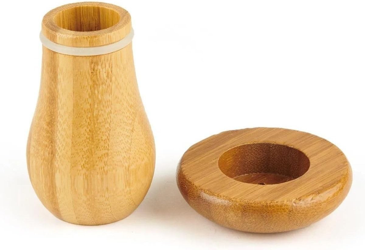 Doğal Bambu Mantar Görünümlü 2'li Tuzluk ve Biberlik Seti - 8 cm Akasya ve Bambu Karışımı Şık Baharatlık Takımı
